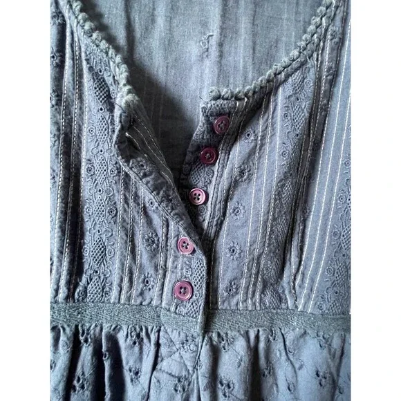 Prana Women's Kendell Eyelet Blue Cotton Mini Dress Medium - Picture 4 of 15